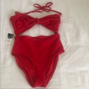 nwt asos new look red ribbed one piece swimsuit 4